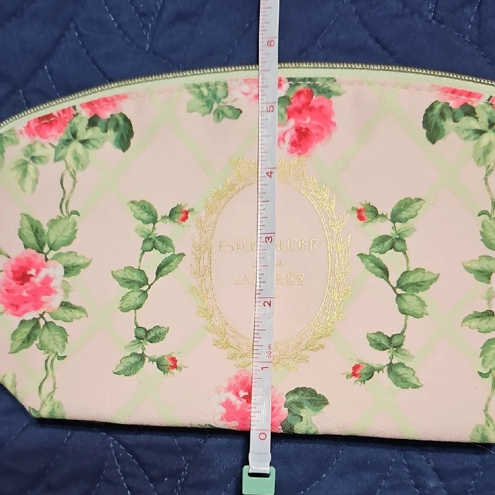Estee Lauder Pink and Green Floral Cosmetic Bag Pouch Limited Edition New